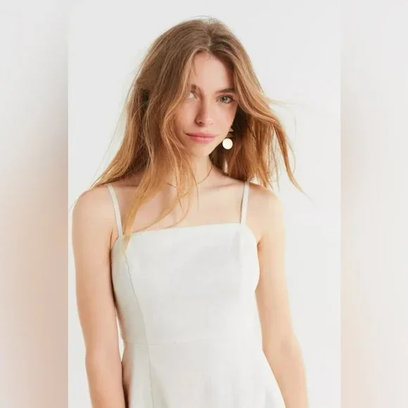 Urban Outfitters Denim Mini Dress | White | Size XS - Picture 3 of 10